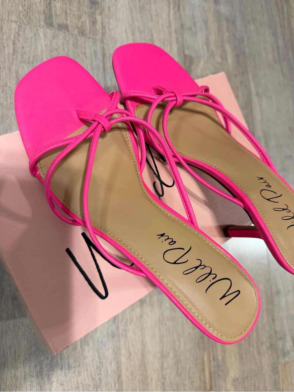 lola Hot Pink Strappy Square-Toe Mules